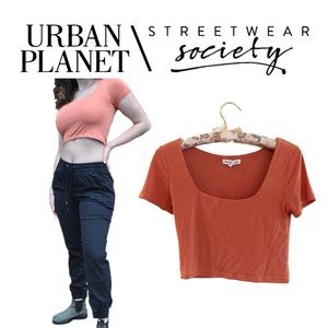 Urban Planet Coral Square Neck Crop Top